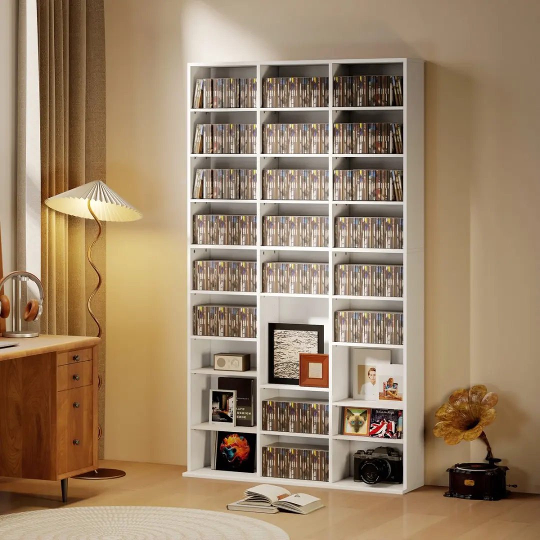 Homcom CD Kasten Unit - 100x24x175cm - Wit - afbeelding 2 van 6