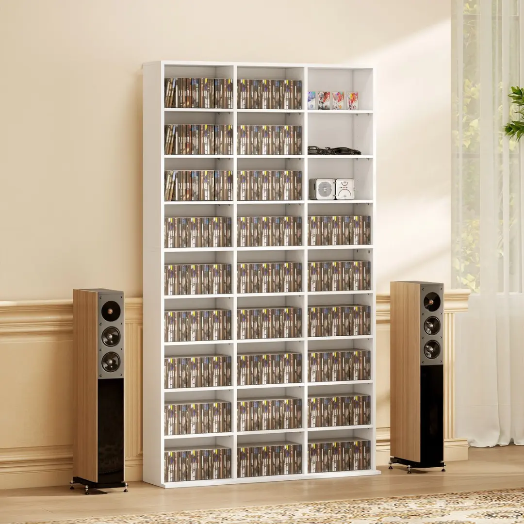 Homcom CD Kasten Unit - 100x24x175cm - Wit - afbeelding 3 van 6