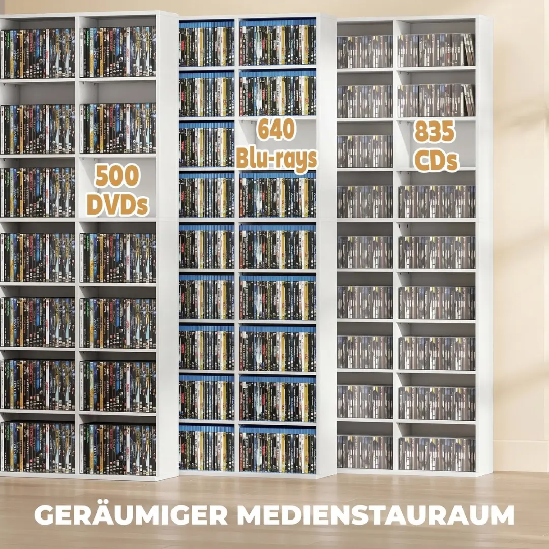Homcom CD Kasten Unit - 100x24x175cm - Wit - afbeelding 5 van 6