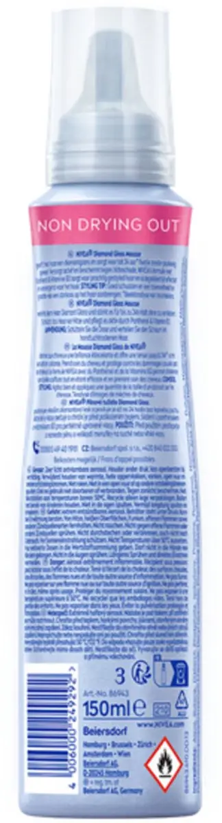 NIVEA Styling Mousse Hold 4 Diamond Gloss Care 3x150ml