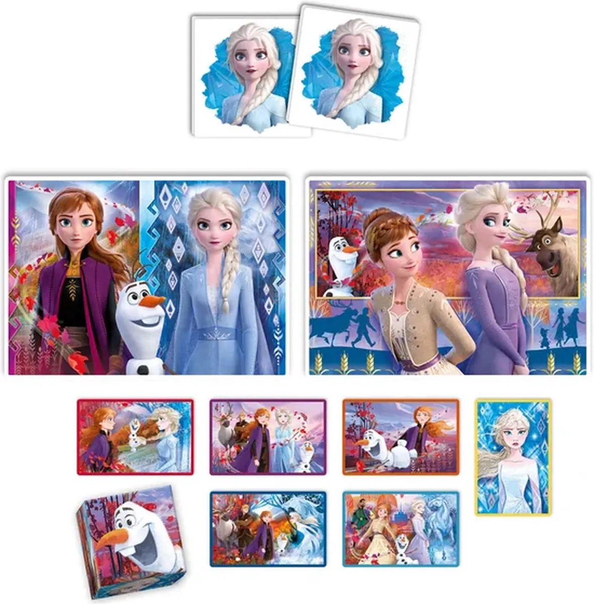 Clementoni Edukit 4-in-1 Disney Frozen Puzzelset - 78 Stuks (30+48) - Memory & Blokken - Multicolor