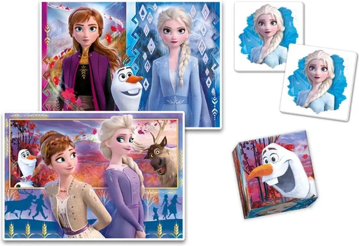Clementoni Edukit 4-in-1 Disney Frozen Puzzelset - 78 Stuks (30+48) - Memory & Blokken - Multicolor - afbeelding 6 van 6
