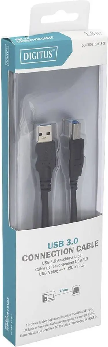 Digitus USB 3.2 Gen1 USB-A/USB-B Kabel 1.80m - Zwart