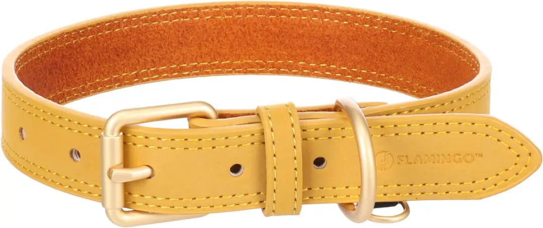 Flamingo Hond Halsband Virginia Geel M/L 38-48cm