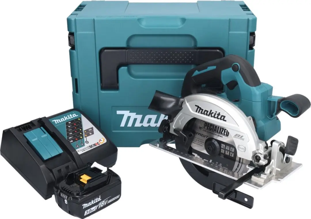 Makita DHS661RF1J Handcirkelzaag 18V 165mm - Borstelloos - met 1x 3,0Ah accu & oplader
