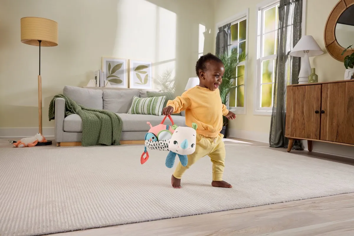Fisher Price HYR55 Op de Buik Spelen Wandelende Neushoorn - Meerkleurig