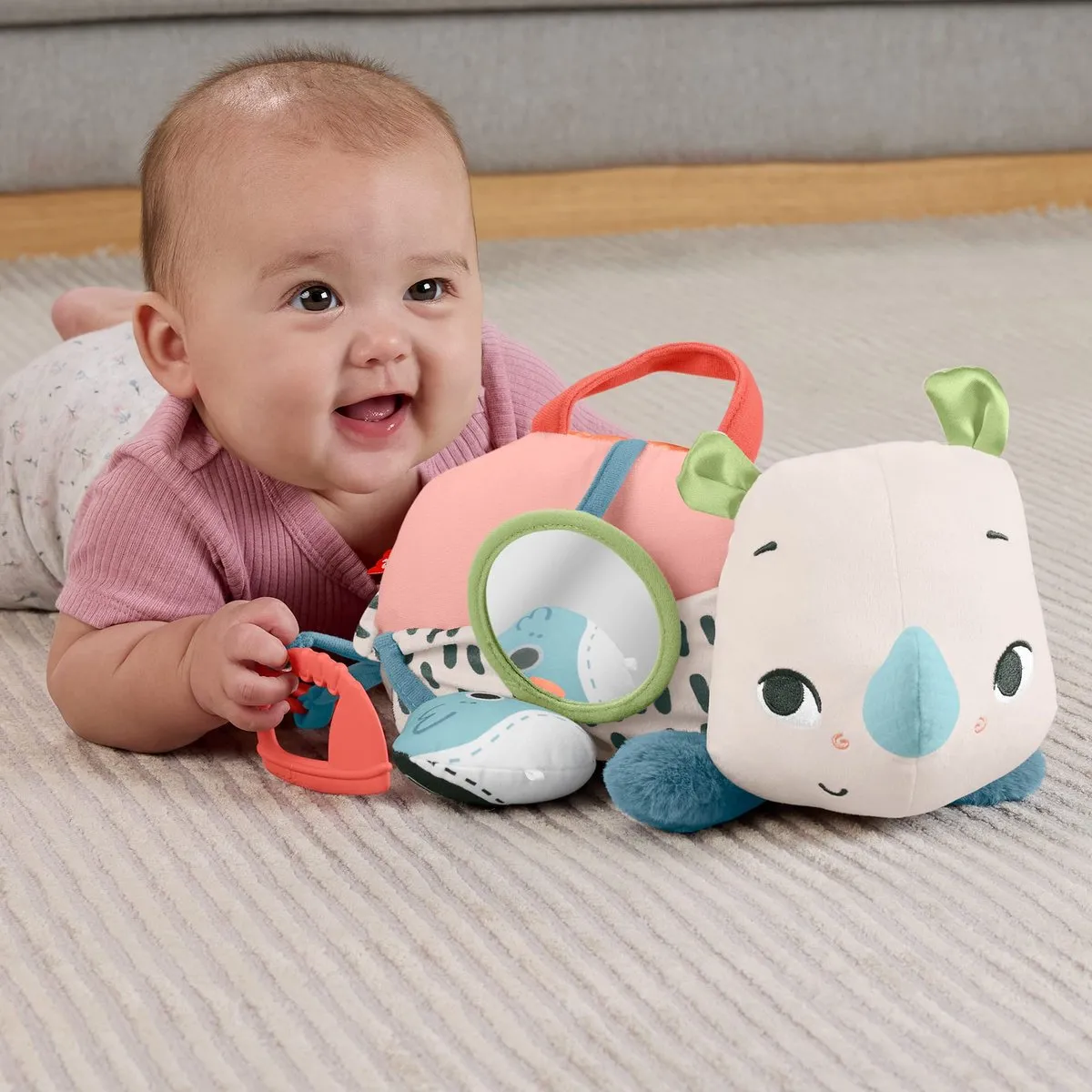 Fisher Price HYR55 Op de Buik Spelen Wandelende Neushoorn - Meerkleurig