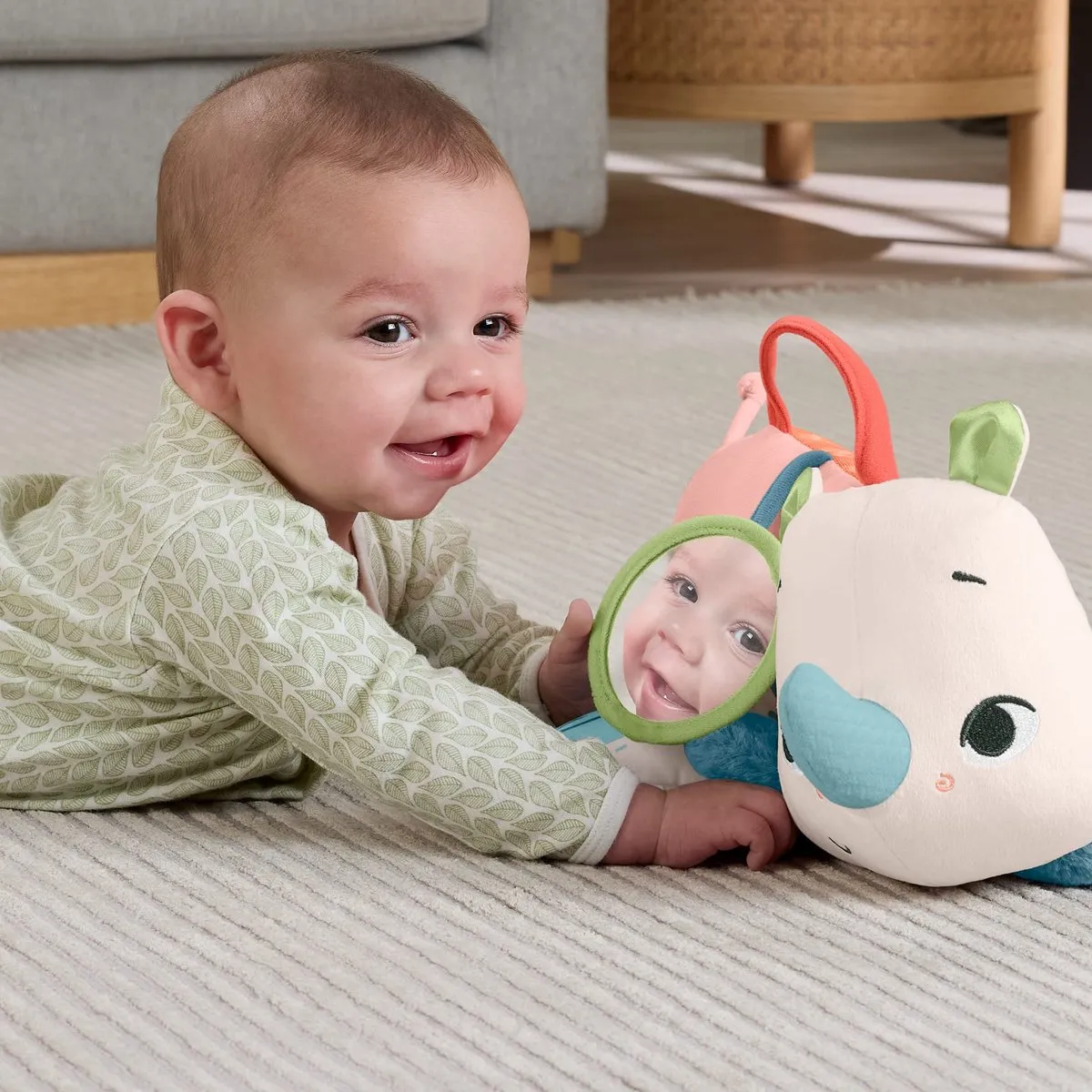 Fisher Price HYR55 Op de Buik Spelen Wandelende Neushoorn - Meerkleurig