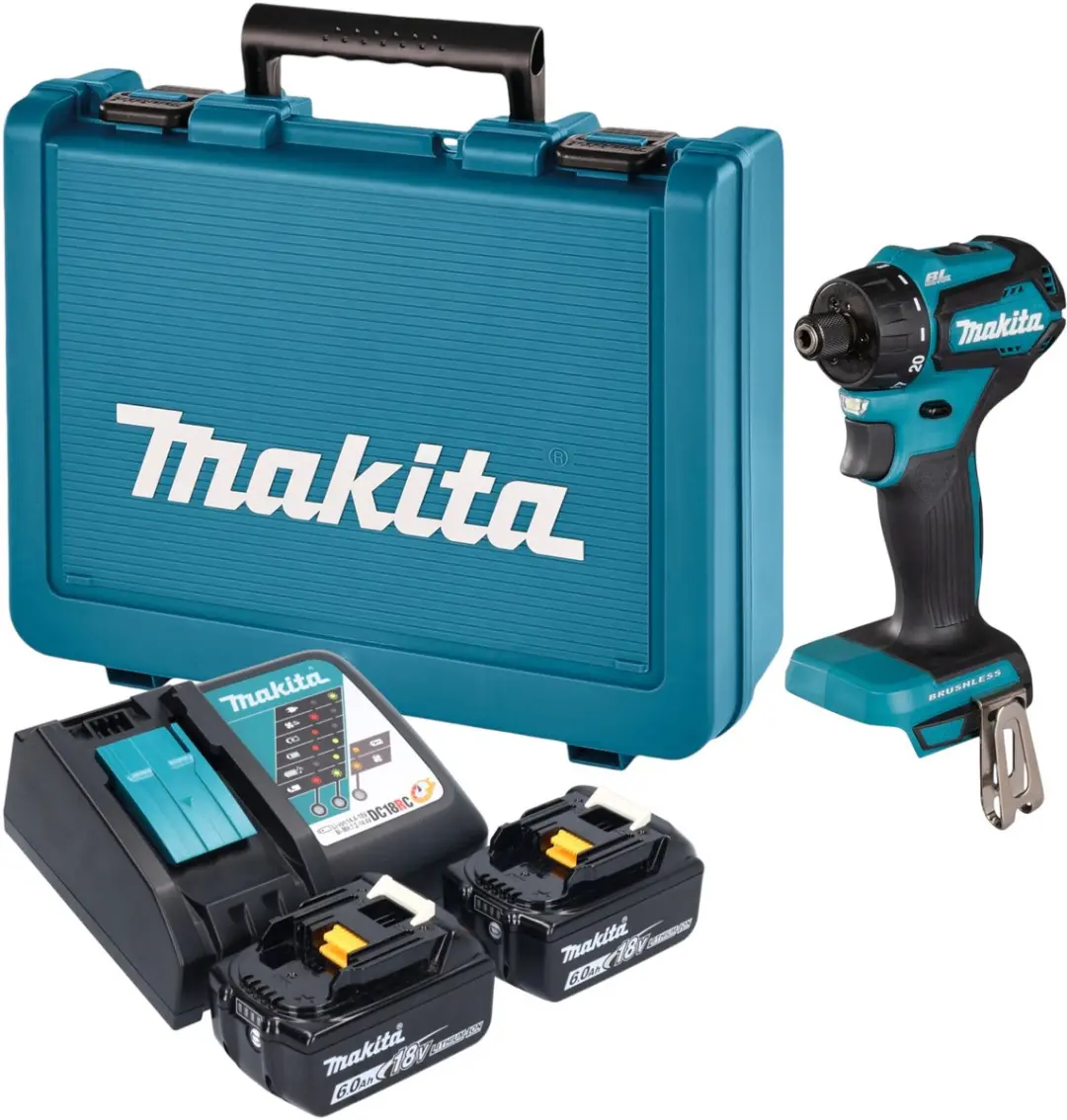 Makita DDF 083 RGE accuboormachine 18 V 40 Nm 1/4'' borstelloos + 2x accu 6,0 Ah