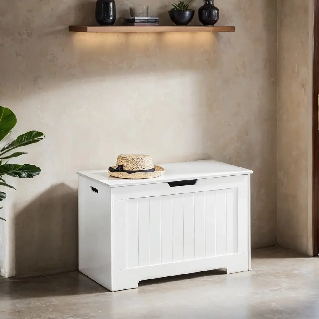 Songmics Halopbergkast 146L - Schoenenbank & Speelgoedkist Wit