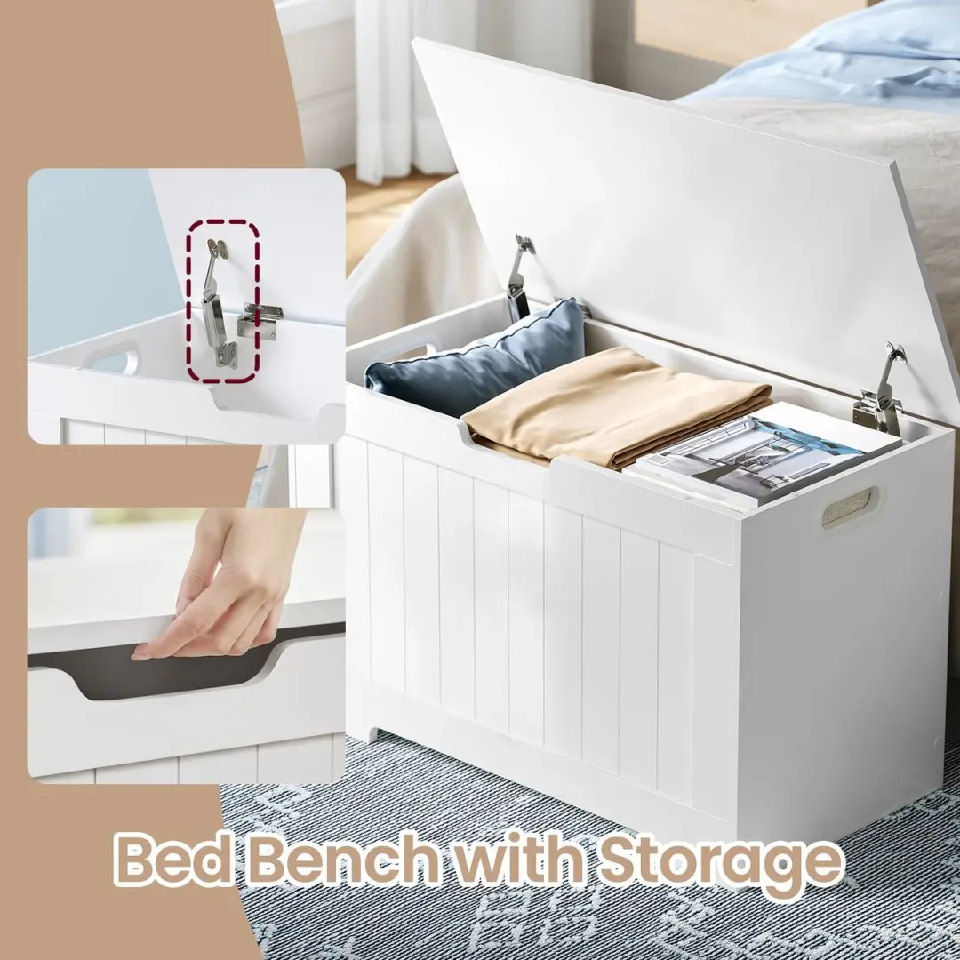 Songmics Halopbergkast 146L - Schoenenbank & Speelgoedkist Wit