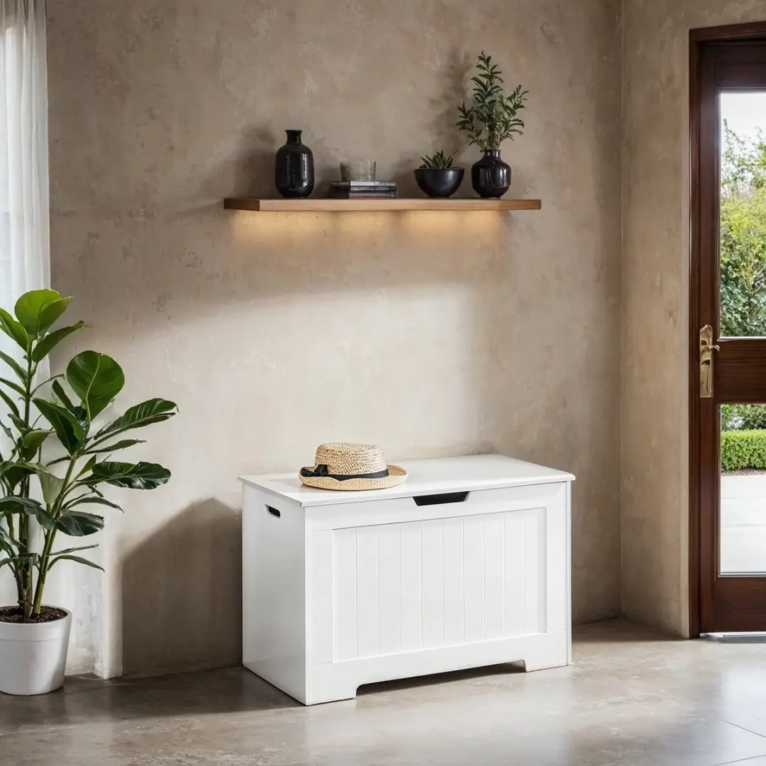 Songmics Halopbergkast 146L - Schoenenbank & Speelgoedkist Wit
