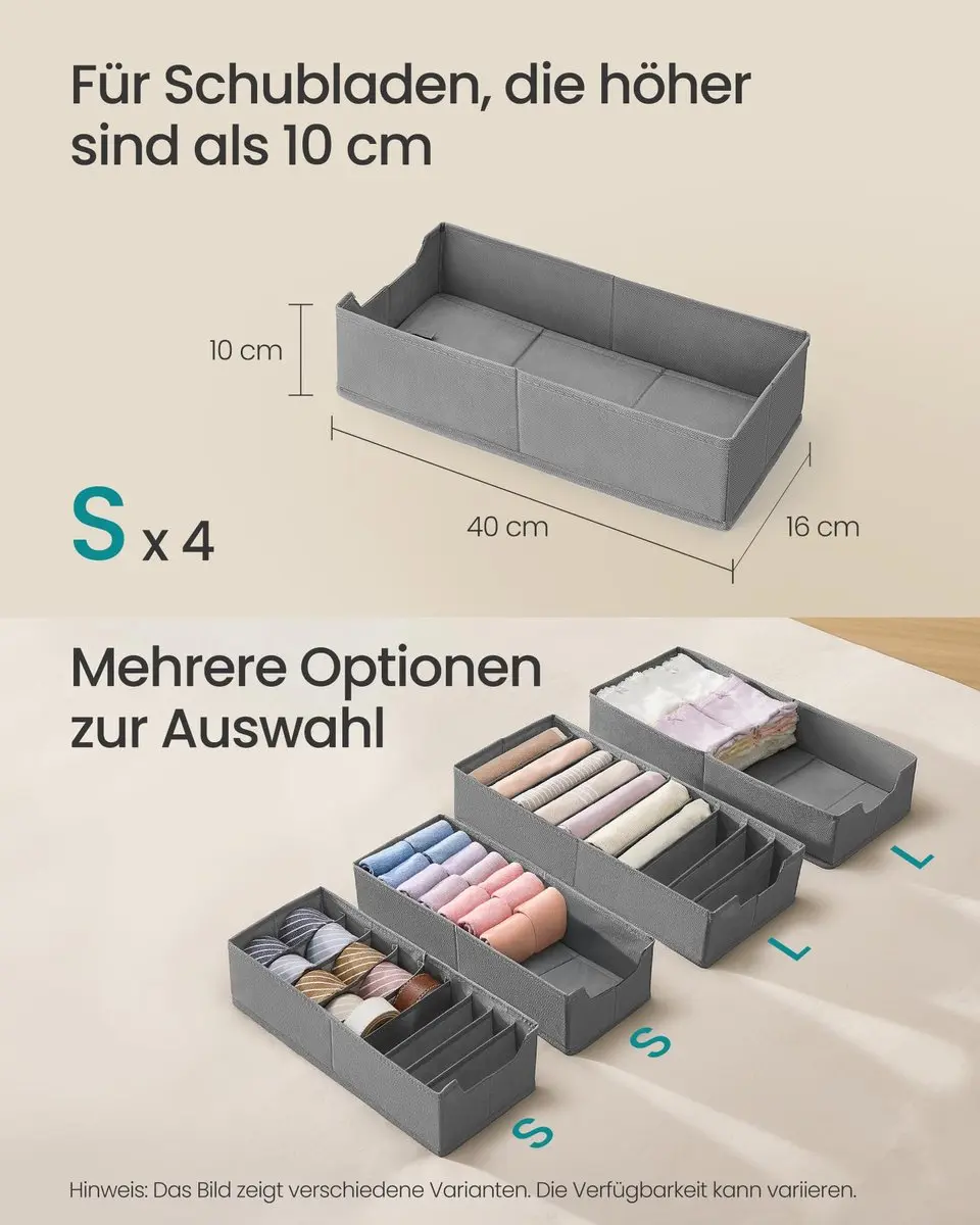 Songmics Ondergoedorganizer Set 4 Stuks - 40x16x10cm - Duifgrijs - afbeelding 5 van 6