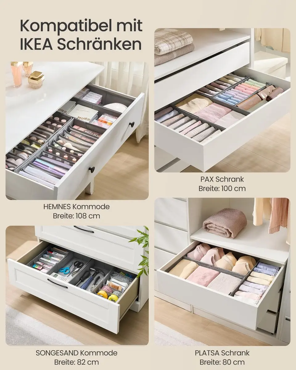 Songmics Ondergoedorganizer Set 4 Stuks - 40x16x10cm - Duifgrijs - afbeelding 6 van 6