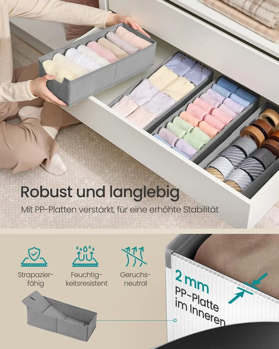 Songmics Ondergoedorganizer Set 4 Stuks - 40x16x10cm - Duifgrijs - afbeelding 3 van 6