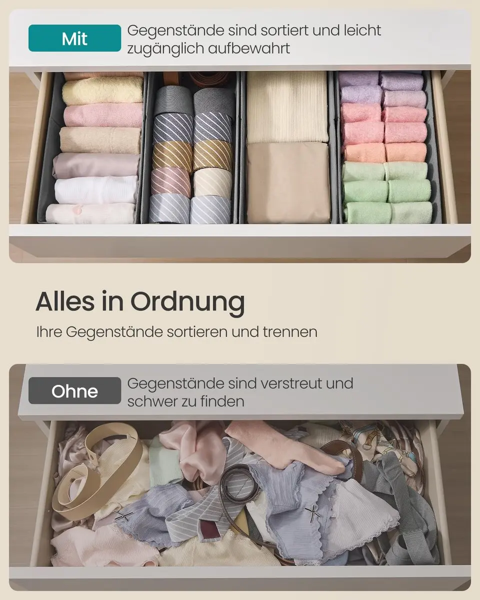 Songmics Ondergoedorganizer Set 4 Stuks - 40x16x10cm - Duifgrijs - afbeelding 4 van 6