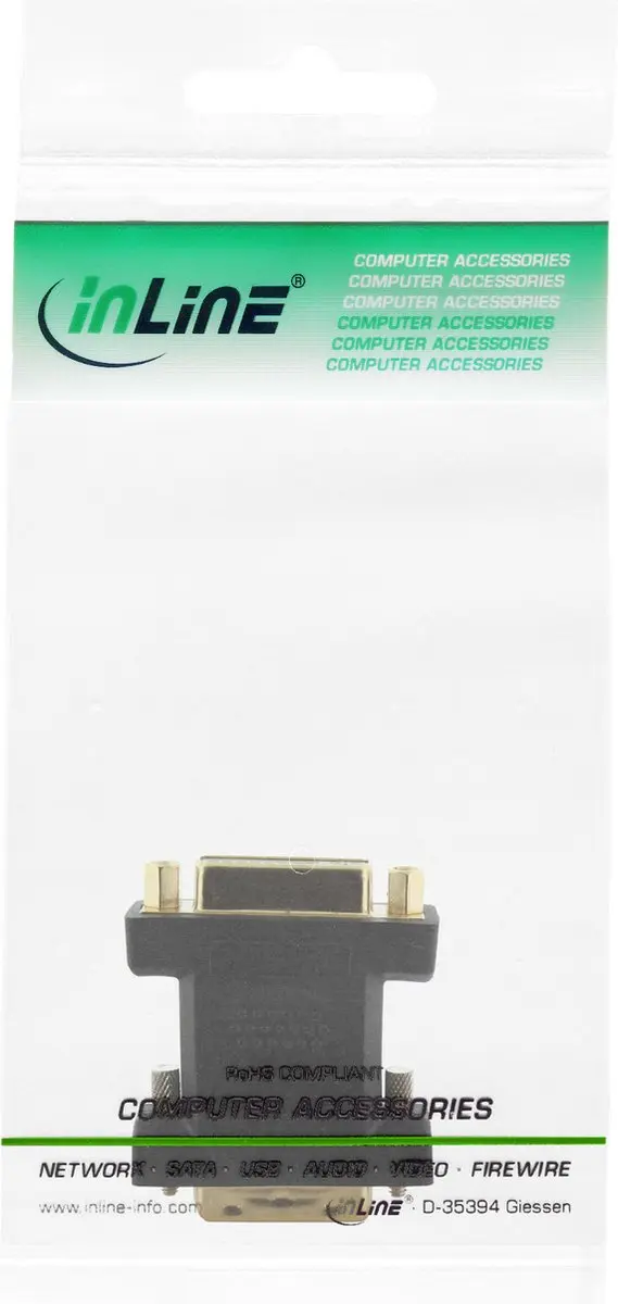 InLine DVI-D naar DVI-I Dual Link Adapter - Verguld/Zwart