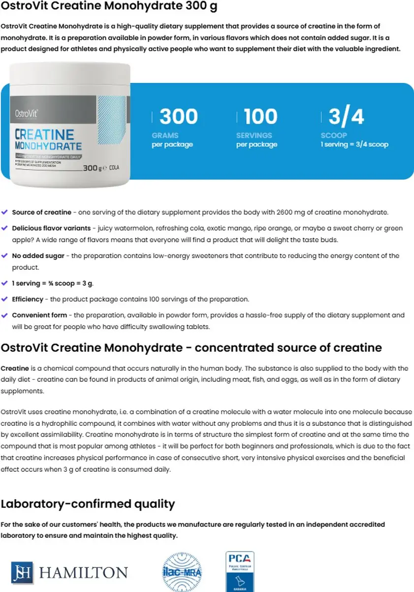 OstroVit Creatine Monohydraat Cola 300g