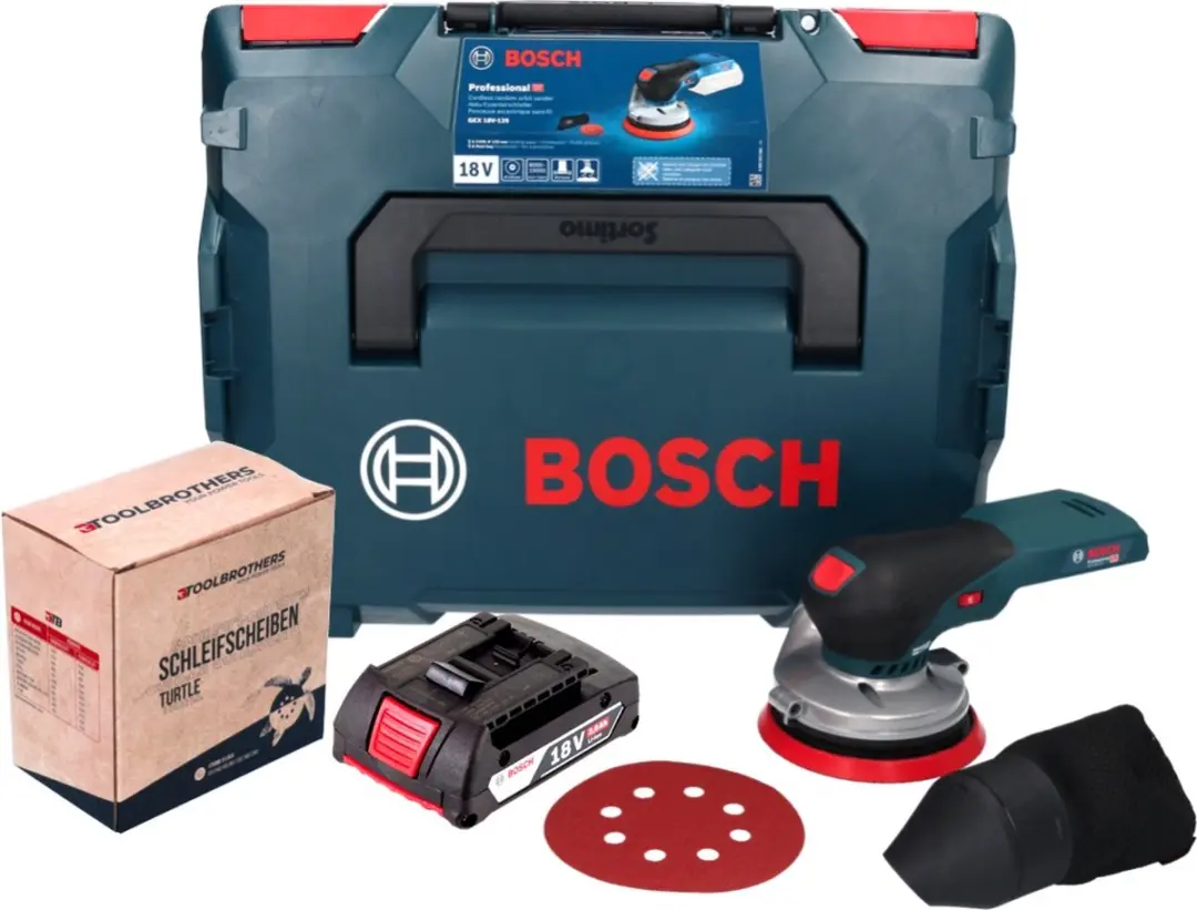Bosch Professional GEX 18V-125 Accu-Excentrische Schuurmachine 125mm - Borstelloos - 2,0 Ah - Schuurset