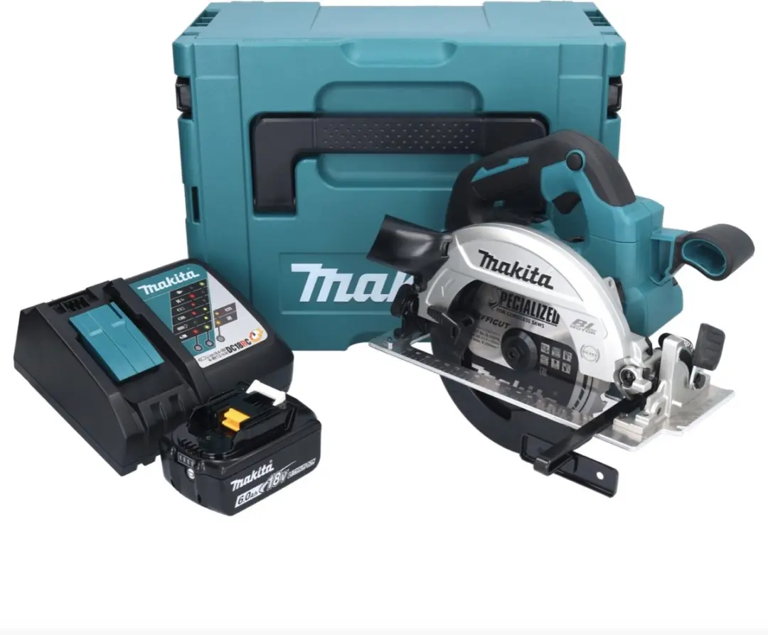 Makita DHS661RG1J Accu-Handcirkelzaag 18V 165mm - Borstelloos - 6,0Ah + Oplader