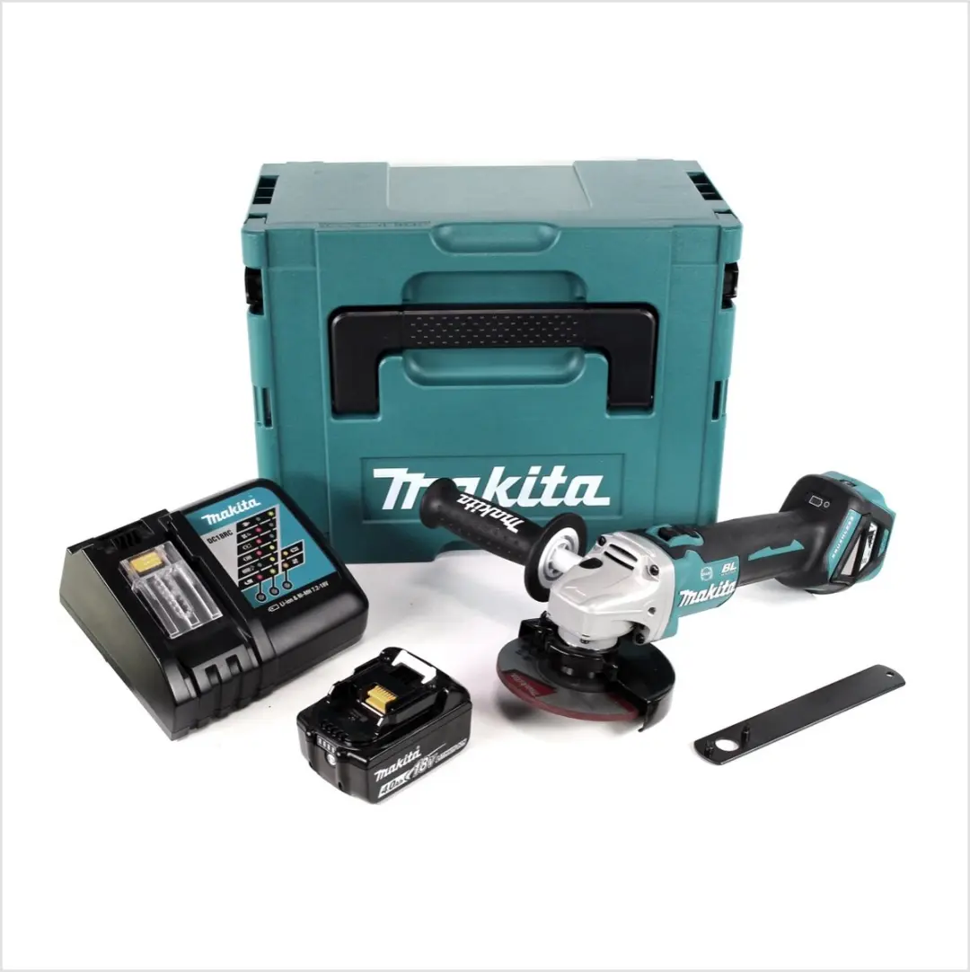 Makita DGA 513 RM1J Haakse Slijper 18V 125mm - Borstelloos - 4.0Ah + Lader