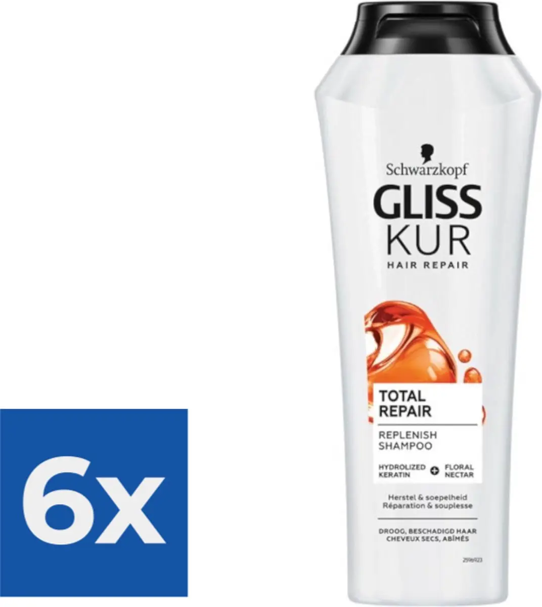 Gliss-Kur Shampoo Total Repair 250ml - 6 Stuks