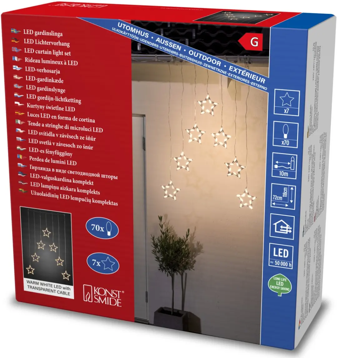 Konstsmide Lichtgordijn Piramide 70 LED - 118x72cm Warmwit