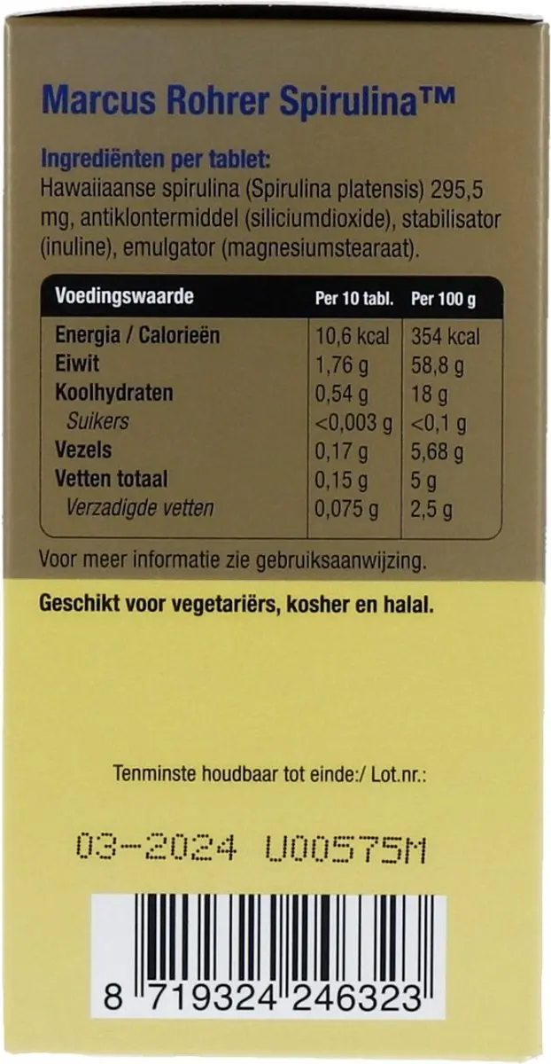 Marcus Rohrer Spirulina Navulling 540 Tabletten - 162g - afbeelding 3 van 6