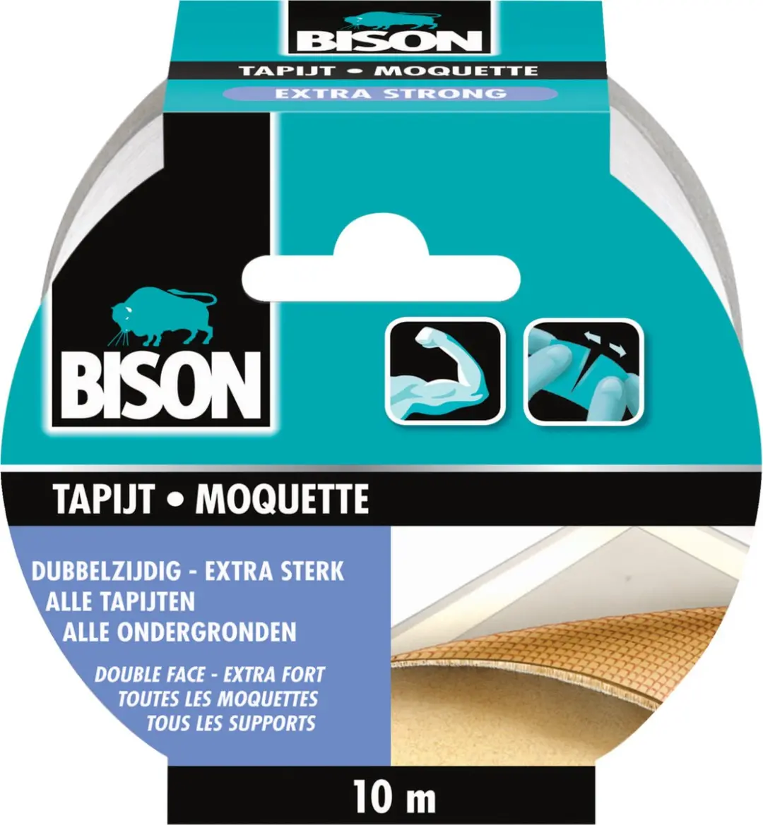 Bison Tapijttape Extra Strong 10m - Grijs
