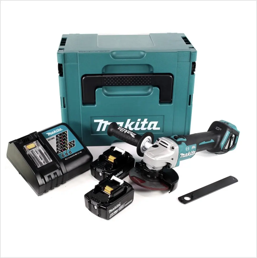 Makita DGA 513 RGJ Haakse Slijper 125mm - 2x 6.0Ah Accu + Lader