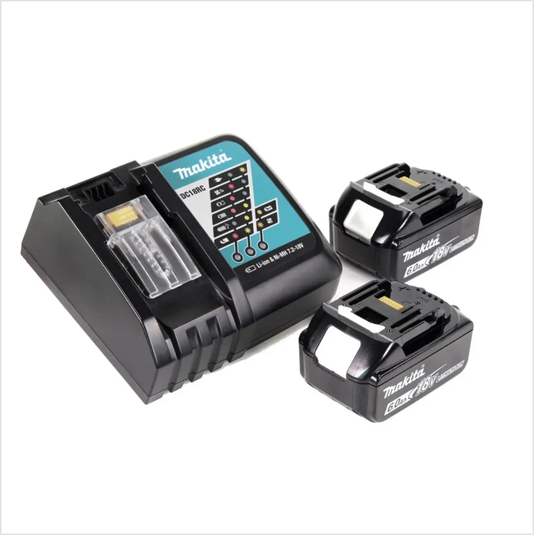 Makita DGA 513 RGJ Haakse Slijper 125mm - 2x 6.0Ah Accu + Lader