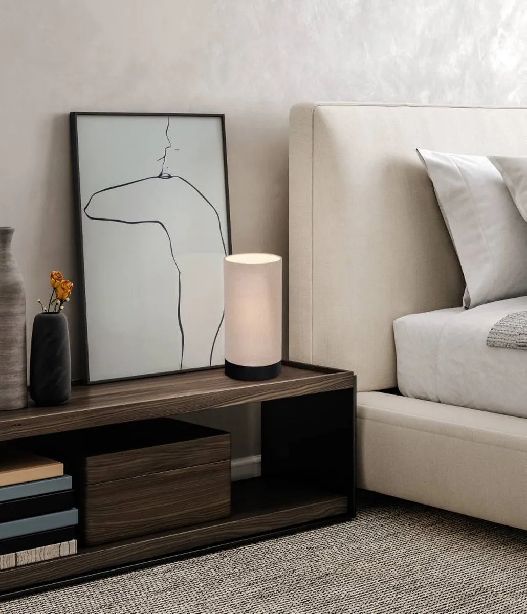 Eglo Feniglia Tafellamp E27 - 25,5 cm - Beige/Zwart