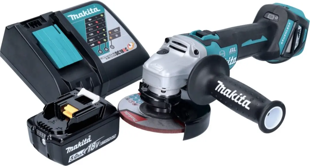 Makita DGA 513 Haakse Slijper 18V 125mm - Borstelloos - 1x Accu 5.0Ah