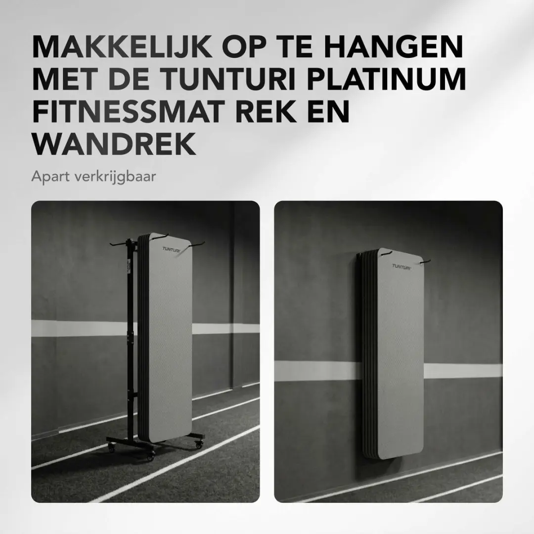 Tunturi Platinum Fitnessmat 180cm - 15mm Grijs