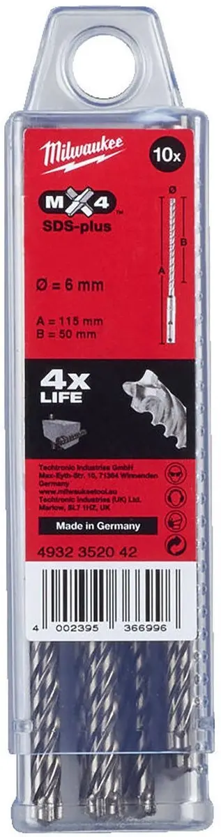 Milwaukee SDS-plus MX4 Hamerboren 6x110mm - 10 Stuks