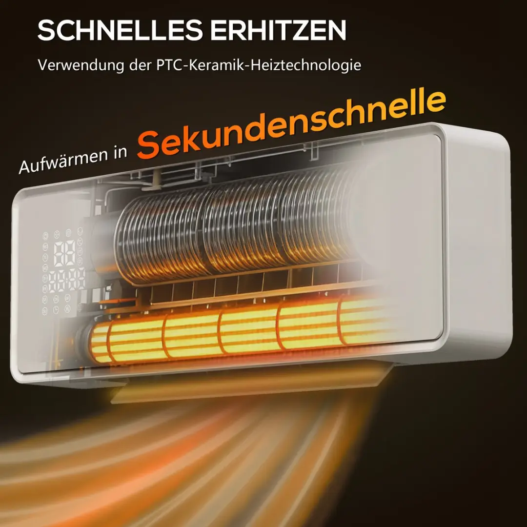 Homcom Wandverwarming 2000W ABS - 3 standen - Wit - afbeelding 5 van 6