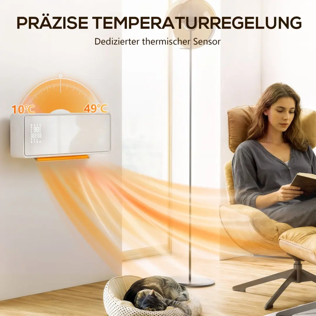 Homcom Wandverwarming 2000W ABS - 3 standen - Wit - afbeelding 4 van 6