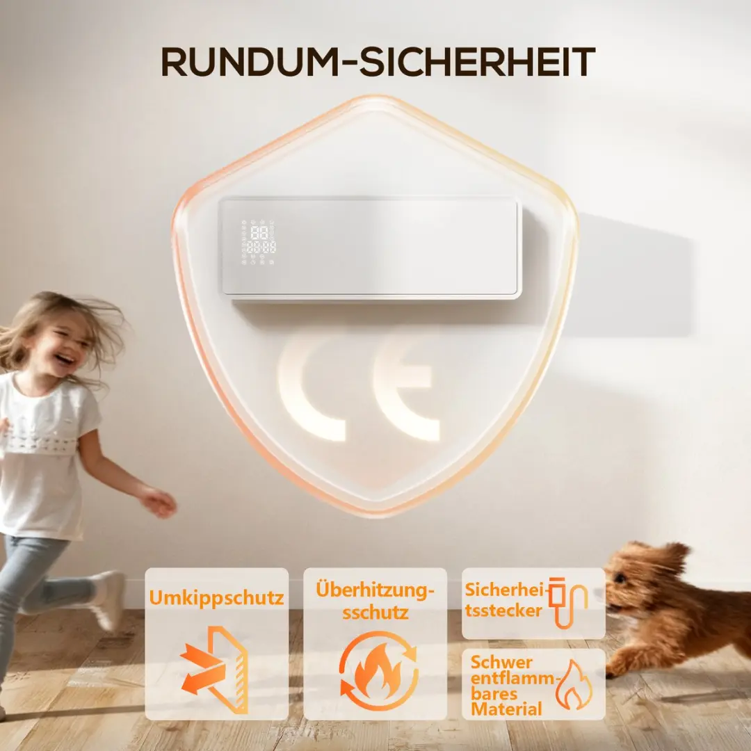 Homcom Wandverwarming 2000W ABS - 3 standen - Wit - afbeelding 2 van 6