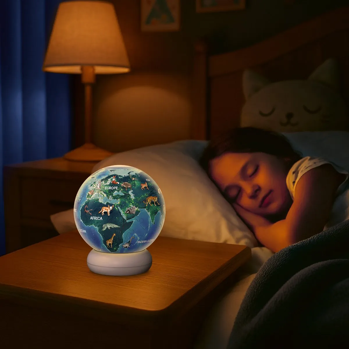 Ravensburger Aarde met Diermotieven 3D Puzzle-Ball Nachtlicht 73 Stukjes