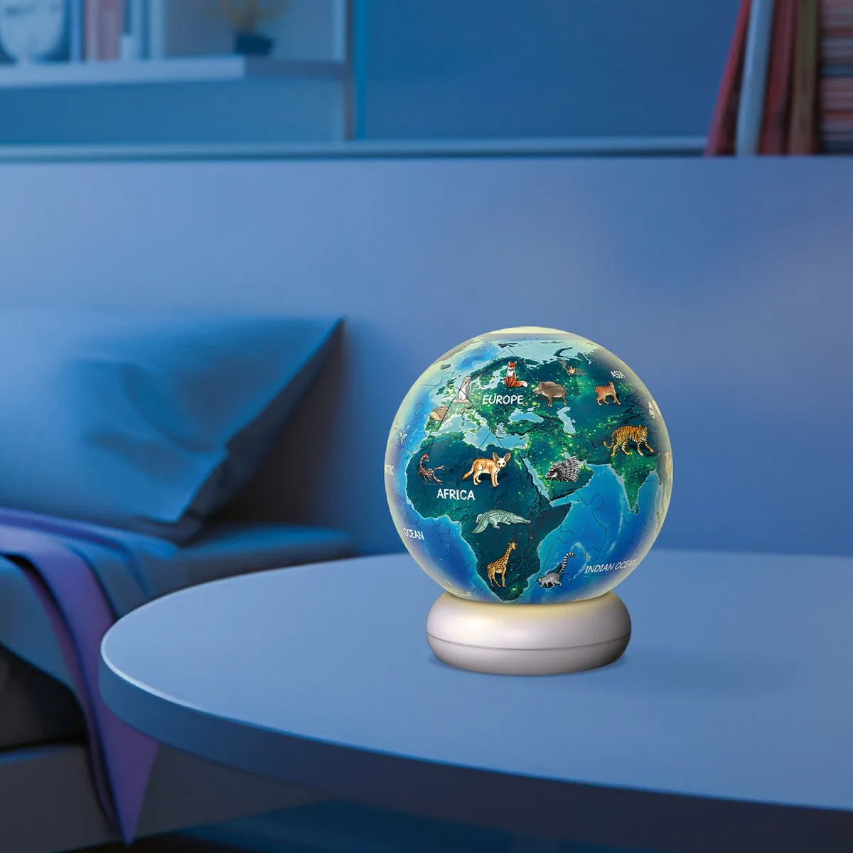 Ravensburger Aarde met Diermotieven 3D Puzzle-Ball Nachtlicht 73 Stukjes