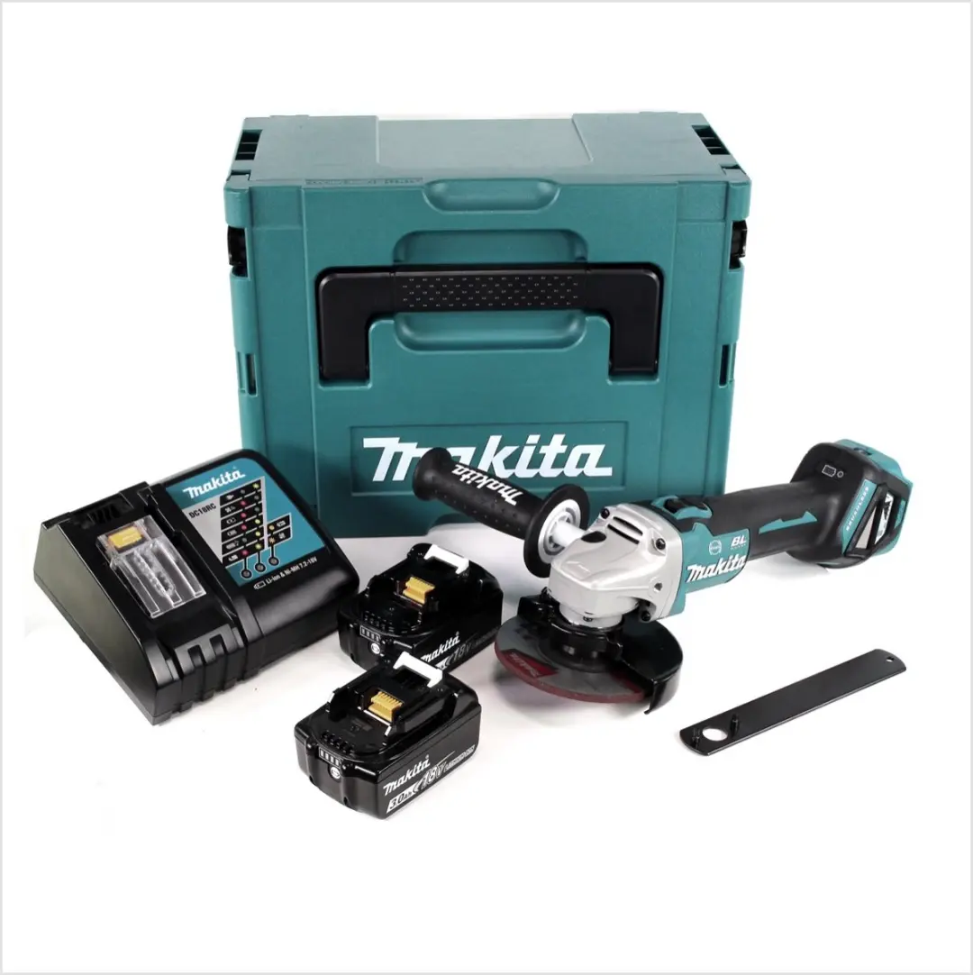 Makita DGA 513 RFJ Haakse Slijper 18V - 125mm - 2x 3.0Ah + Lader + Makpac