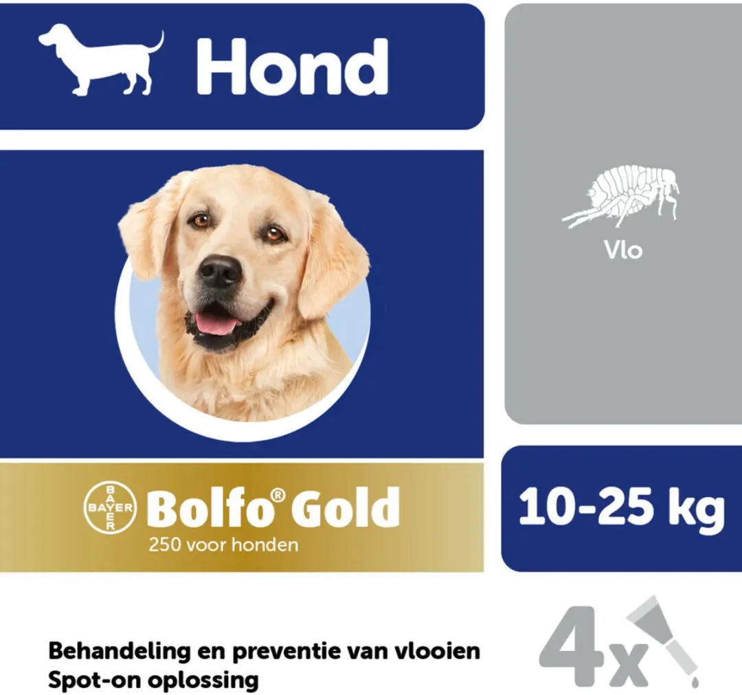 Bolfo Gold Anti Vlooiendruppels Hond 10-25 kg - 2x4 Pipetten