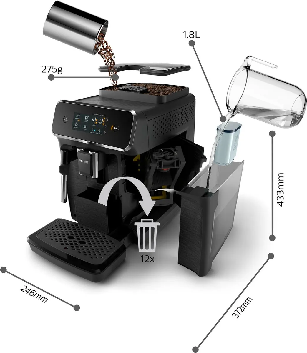 Philips 800 Series EP0824/00 Volautomatische Espressomachine - 1,8L - Zwart