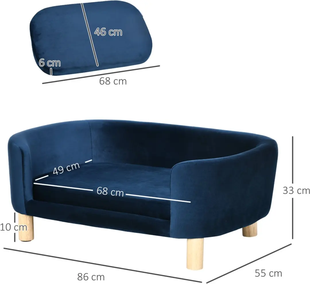 Pawhut Huisdiersofa Blauw - 86x55x33cm