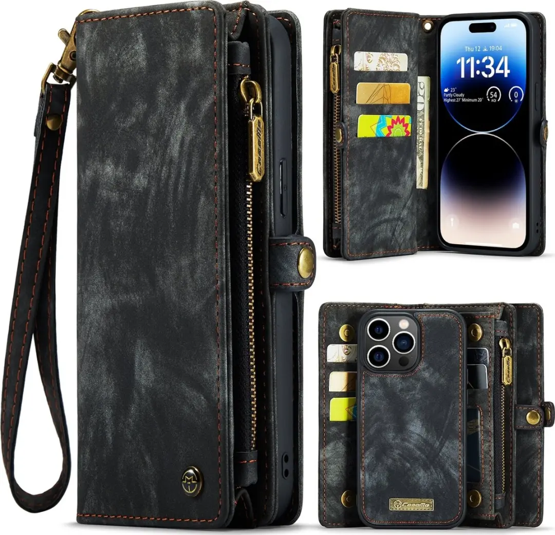 Caseme 008 Telefoonhoesje iPhone 15 Pro Max - 2in1 Bookcase Portemonnee Zwart