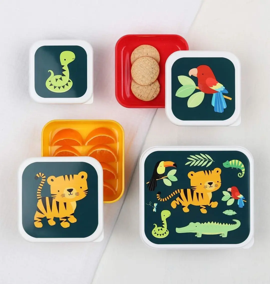 A Little Lovely Company Jungle Tijger Broodtrommel Set - 4-delig 1.5L
