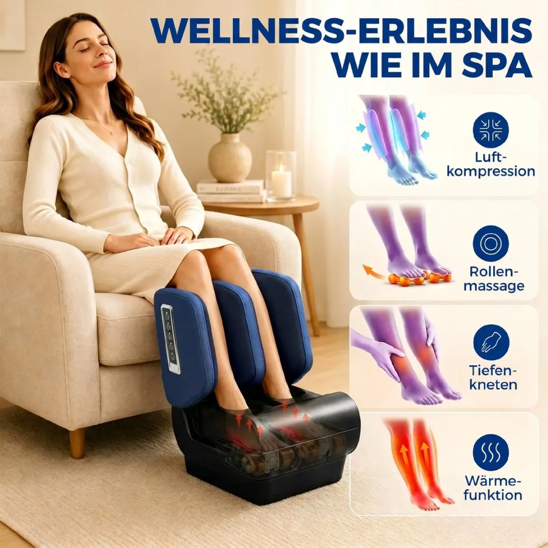Homcom Been- en Voetmassageapparaat 4 Koppen - Blauw/Zwart - afbeelding 6 van 6