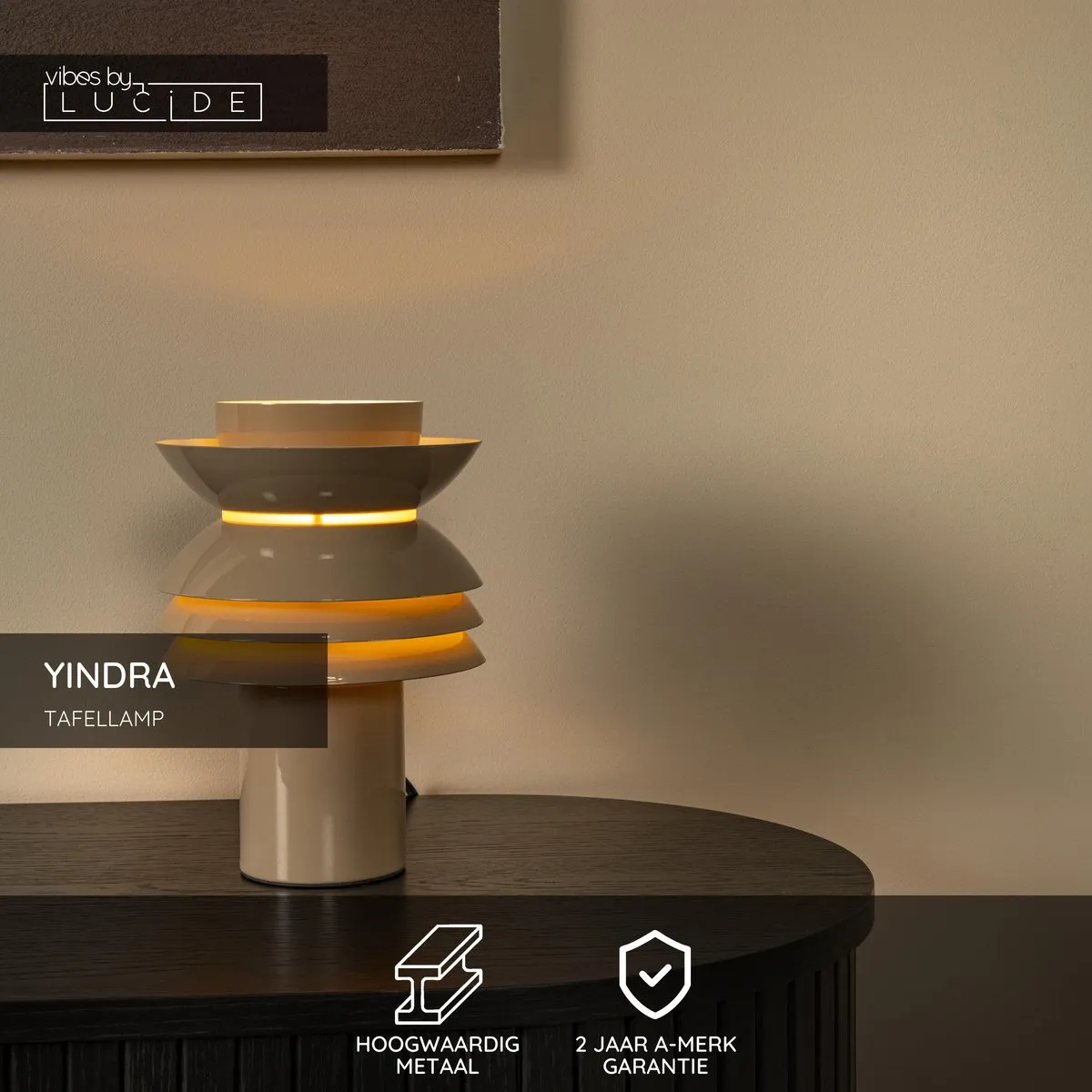 Lucide Yindra Tafellamp Ø17,5cm - Taupe