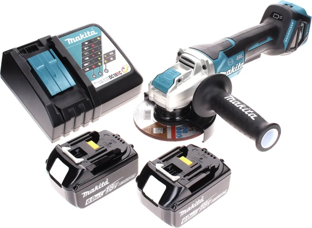 Makita DGA519RG Accu Haakse Slijper 18V 125mm Brushless - 2x 6.0Ah + Lader