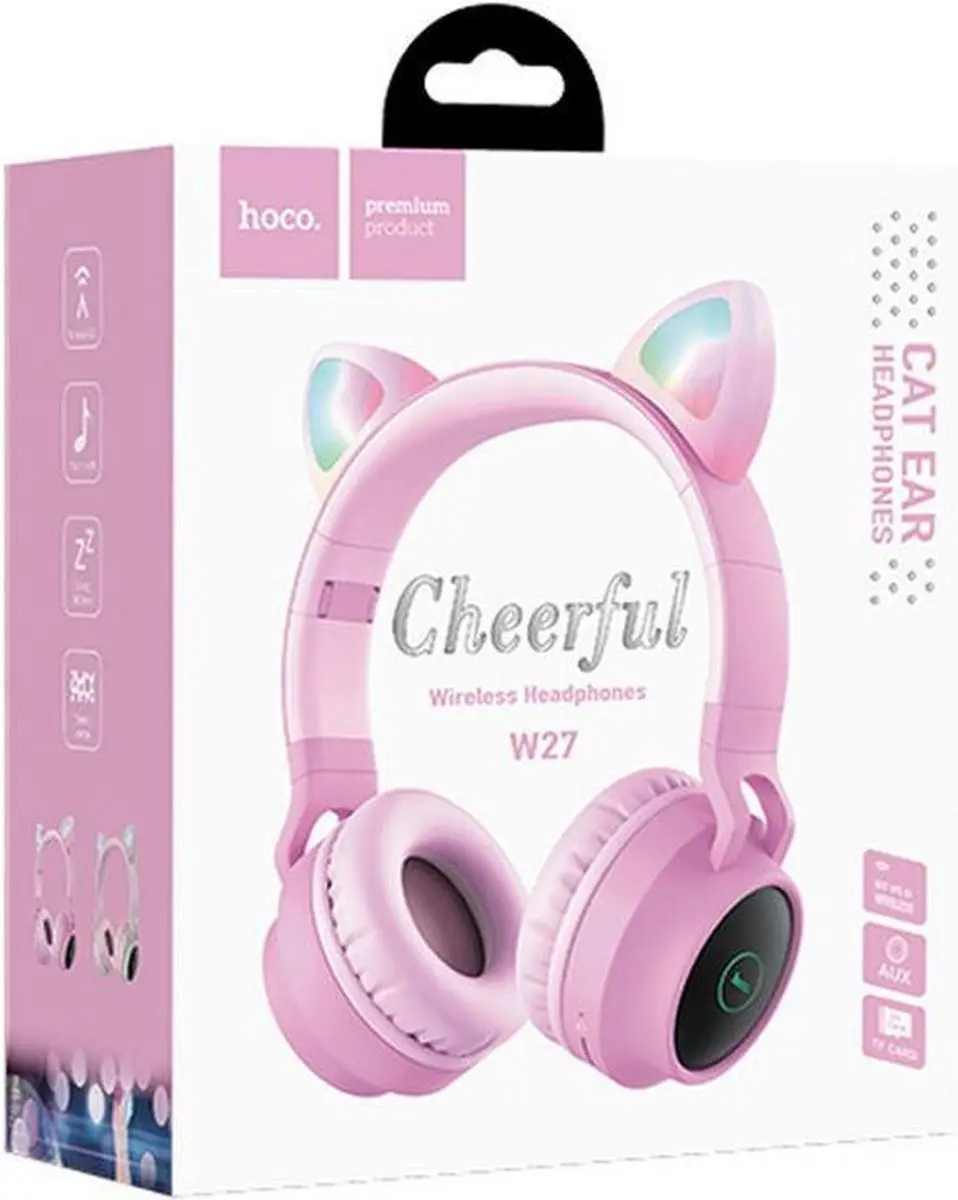 Hoco W27 Draadloze Kinderkoptelefoon Kattenoren - Grijs - afbeelding 2 van 4